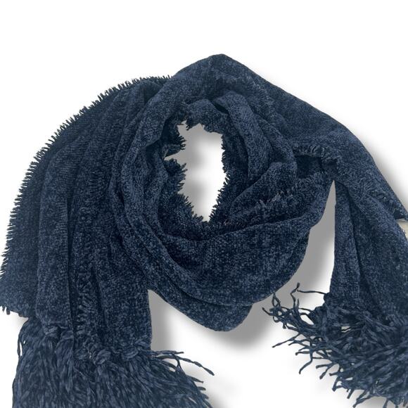 NEW Macy's Style & Co Navy Blue Chenille Winter Scarf Plush Soft Warm Unisex NWT - Picture 6 of 12